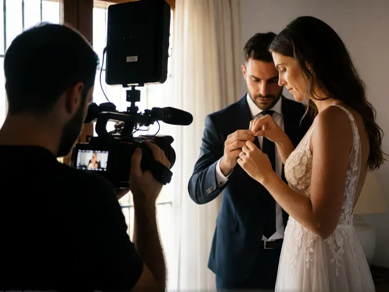 grabación de los detalles de los preparativos de una boda