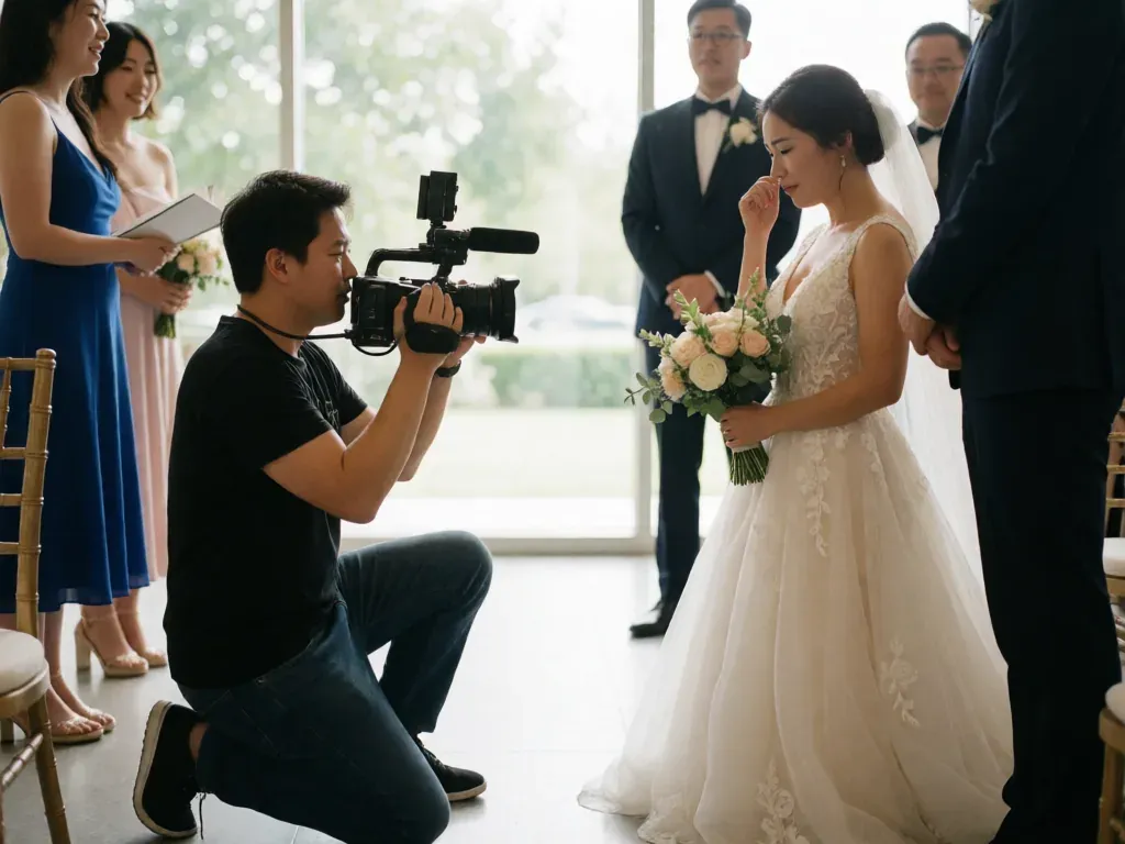 videógrafo grabando una ceremonia de boda