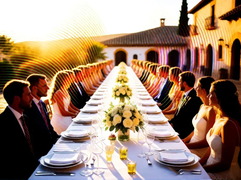mesa de banquete de boda preparada