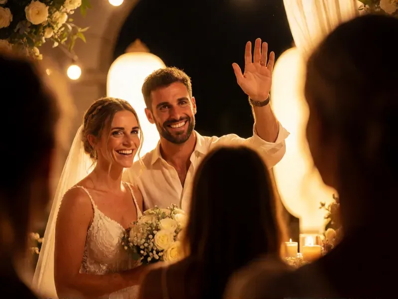 novios saludando a sus invitados