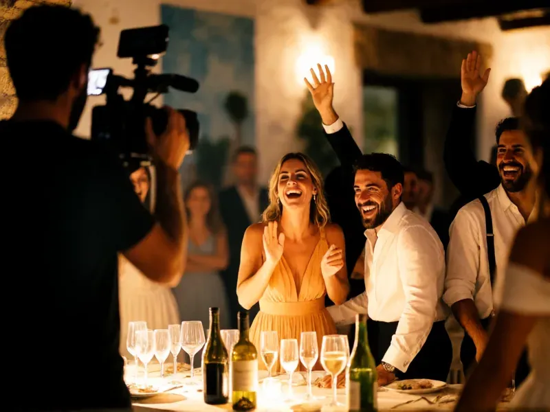 videografo grabando a los invitados de una boda