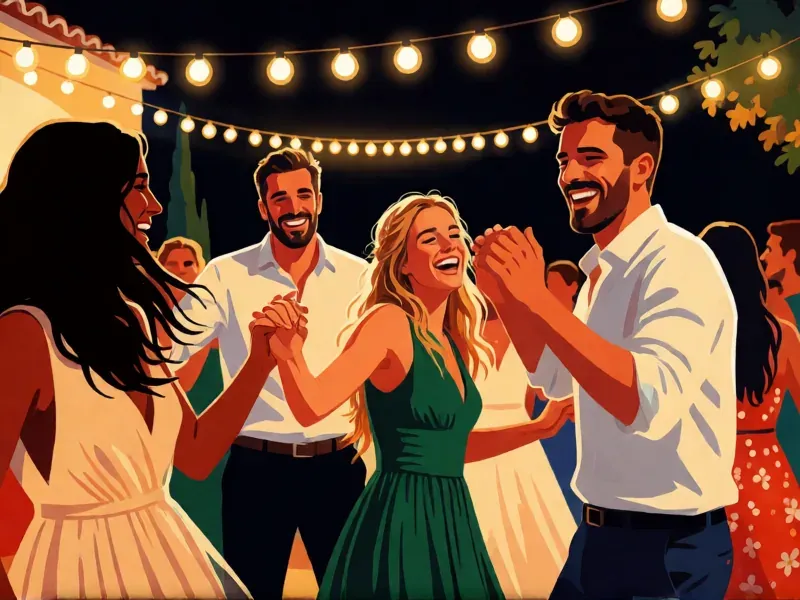 invitados bailando en una boda de noche