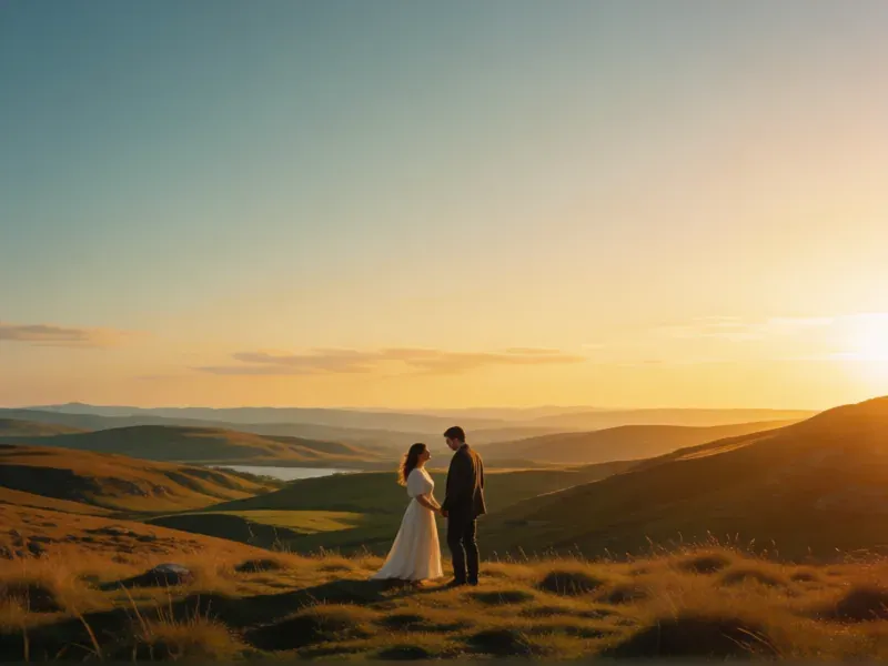 plano general de una pareja en un gran paisaje