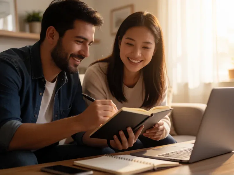 couple planning a wedding budget in Spain