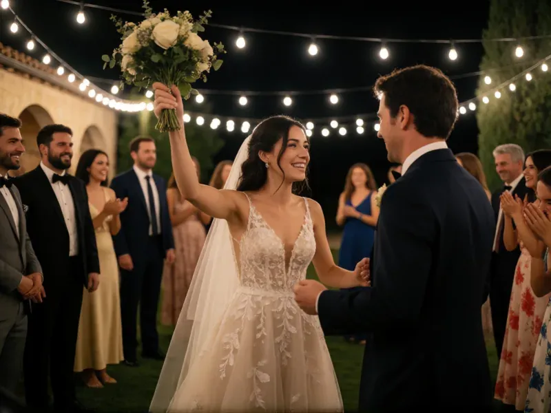 wedding celebration at night at a Spanish estate