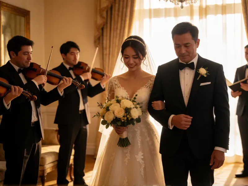 novia entrando mientras suena la música de la ceremonia