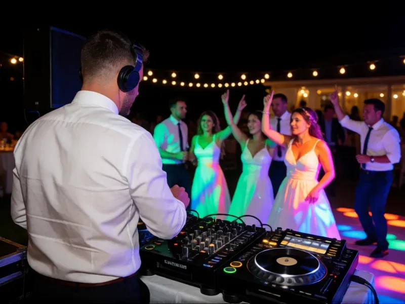 DJ de boda animando la fiesta de noche