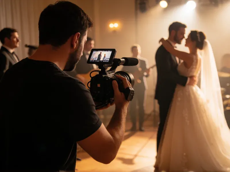 videógrafo grabando la música en directo de una boda