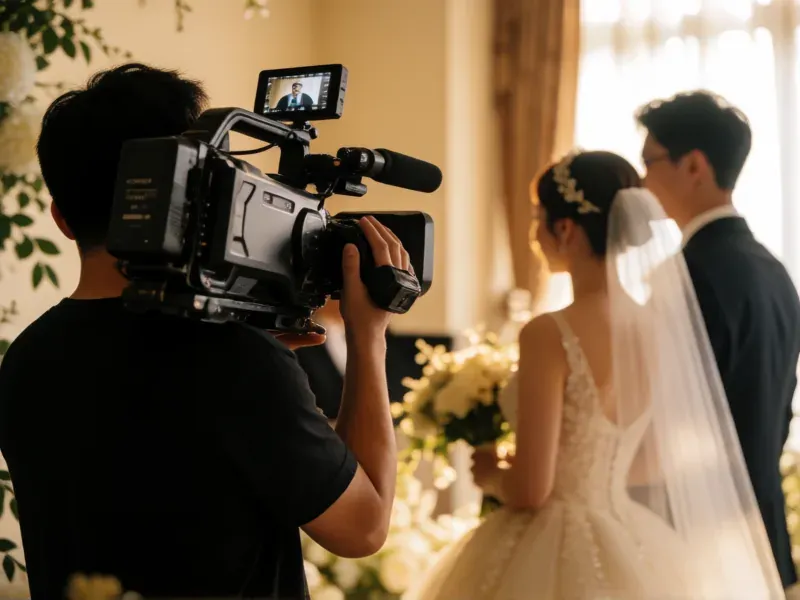 videógrafo grabando discretamente una ceremonia