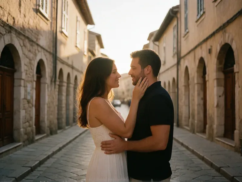 sesión de preboda en un casco antiguo