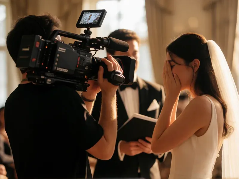 videógrafo grabando la ceremonia de una boda