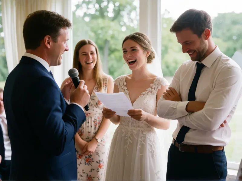 invitado emocionado durante un discurso de boda
