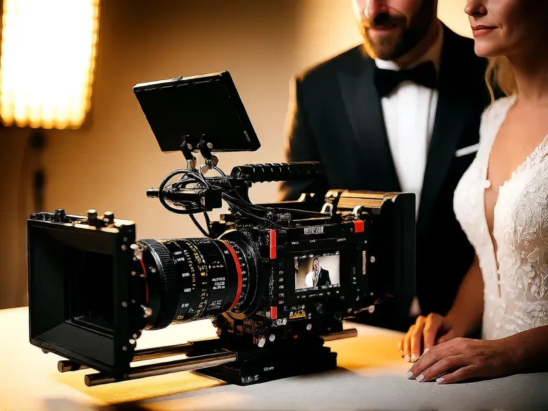 equipo de cámara de cine para vídeo de boda