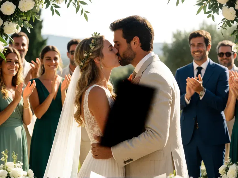 primer beso de los novios tras los votos
