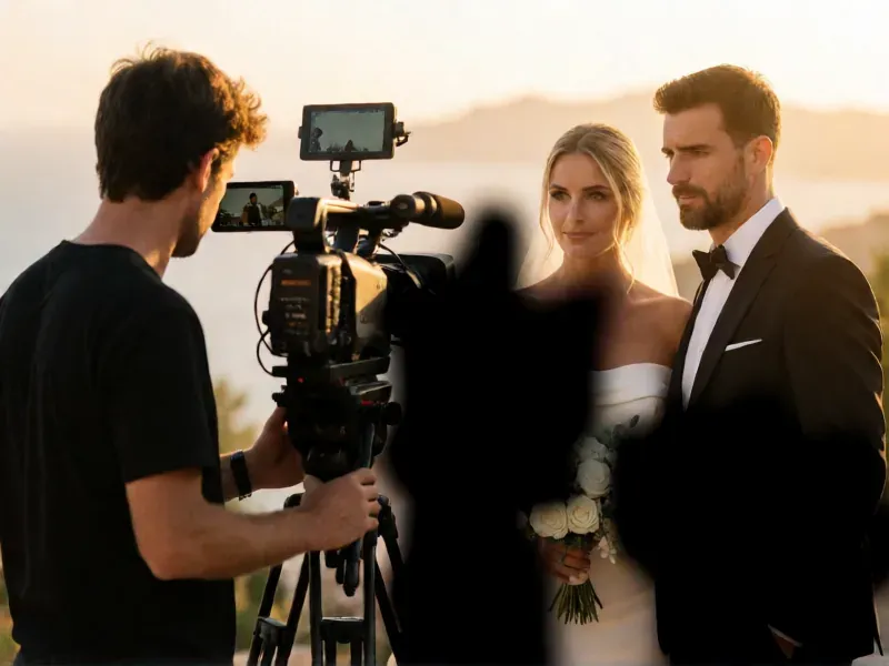 two wedding videographers working as a team