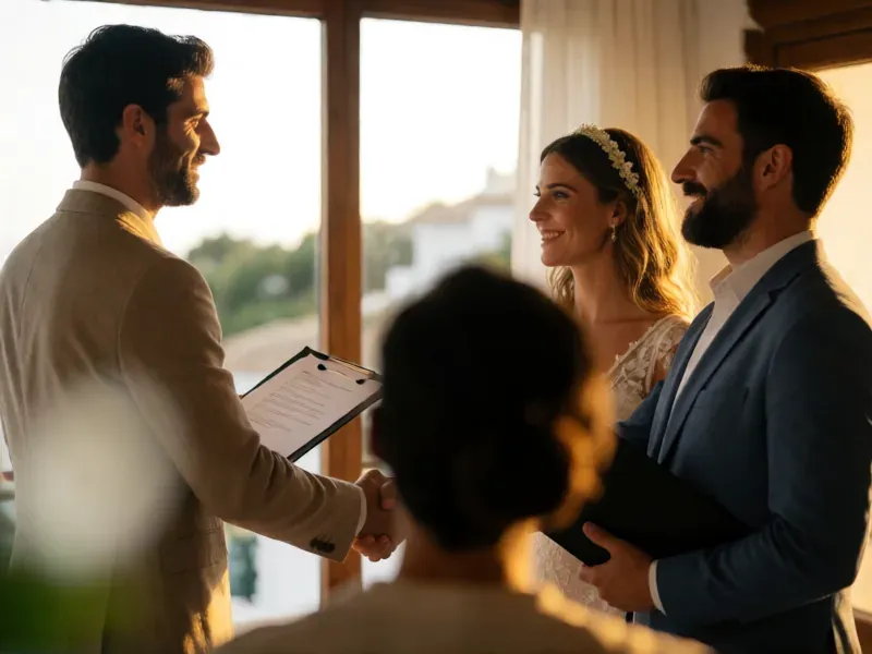 couple agreeing with their wedding videographer