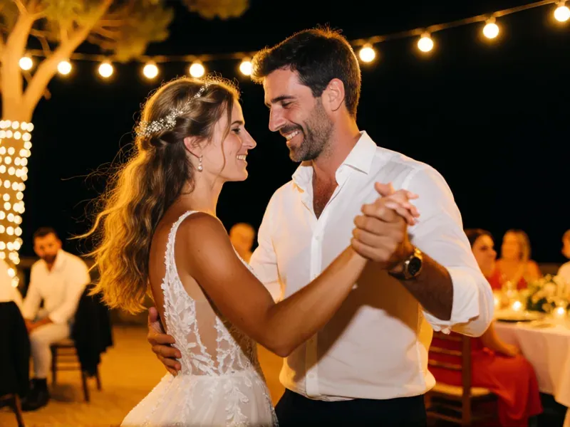 wedding first dance filmed at night